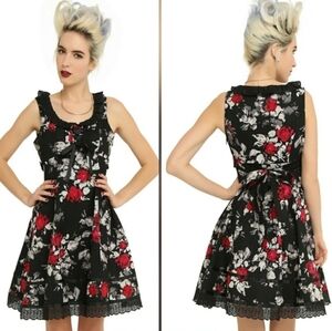 Hot Topic Babydoll Dress Size‎ XL Whimsigoth Dark Romantic Lace Up Corset Floral